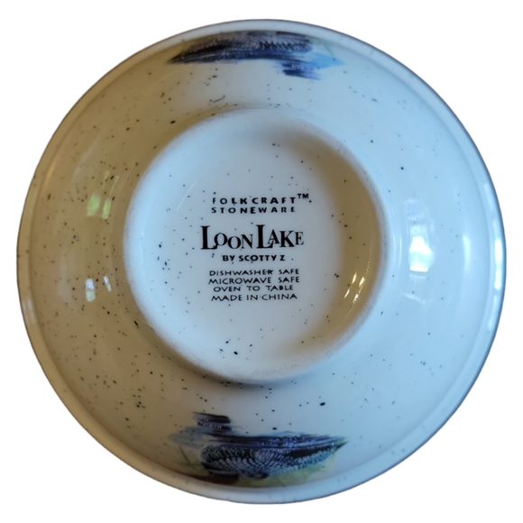 1 Vtg Folkcraft Stoneware Loon Lake Scotty Z Cereal Soup Bowl Oven To Table - Picture 2 of 4
